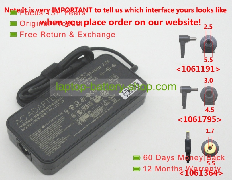 Asus 90XB00DN-MPW010, N120W-02 19V 6.32A original adapters - Click Image to Close