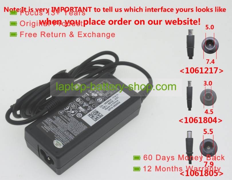 Dell LA65NS2-01, HA65NS5-00 19.5V 3.34A original adapters - Click Image to Close