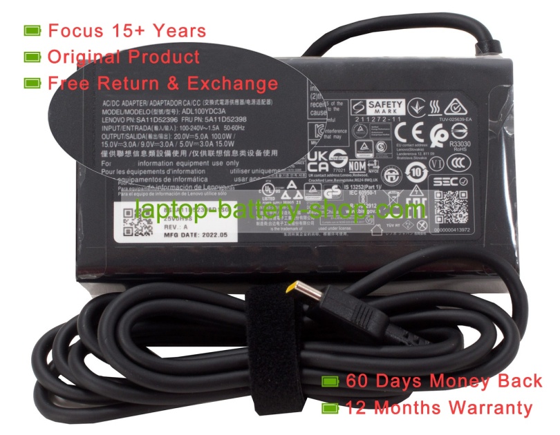 Lenovo ADL100YDC3A, SA11D52396 20V/15V9/5V 5A/3A original adapters - Click Image to Close