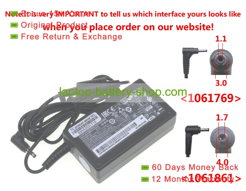 Acer 25.LWYM1.001, A18-065N3A 19V 3.42A original adapters - Click Image to Close