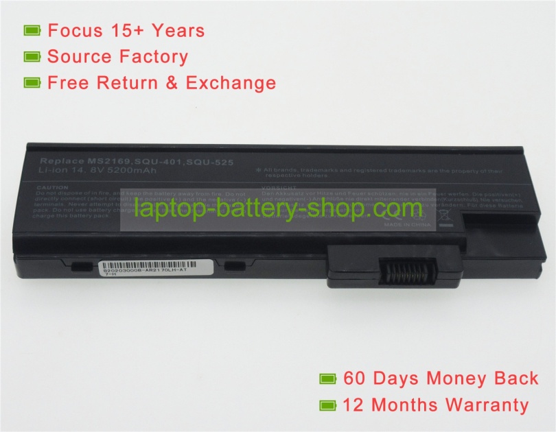 Acer BT.T5003.001, BT.T5005.001 14.8V 4400mAh replacement batteries - Click Image to Close