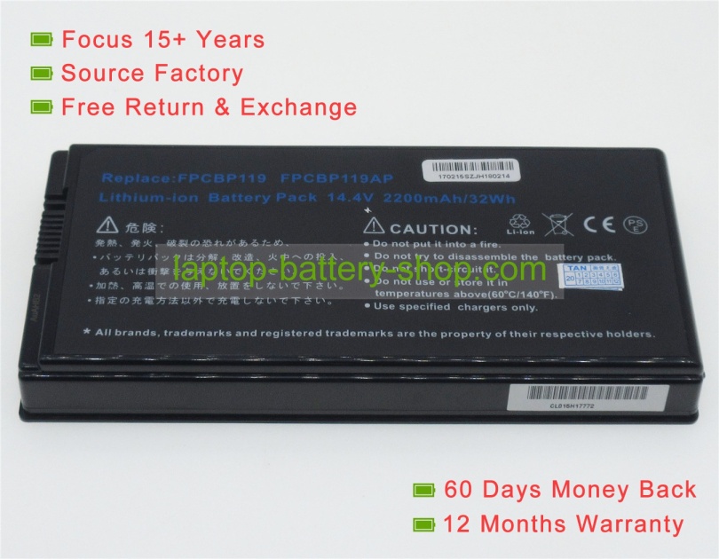 Fujitsu FPCBP119, FPCBP119AP 14.4V 4400mAh batteries - Click Image to Close