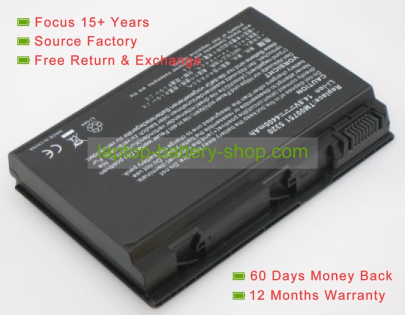Acer TM00751, TM00741 14.8V 4400mAh replacement batteries - Click Image to Close