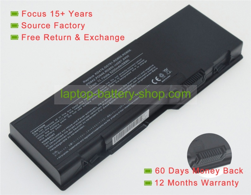 Dell GD761, KD476 11.1V 4800mAh replacement batteries - Click Image to Close