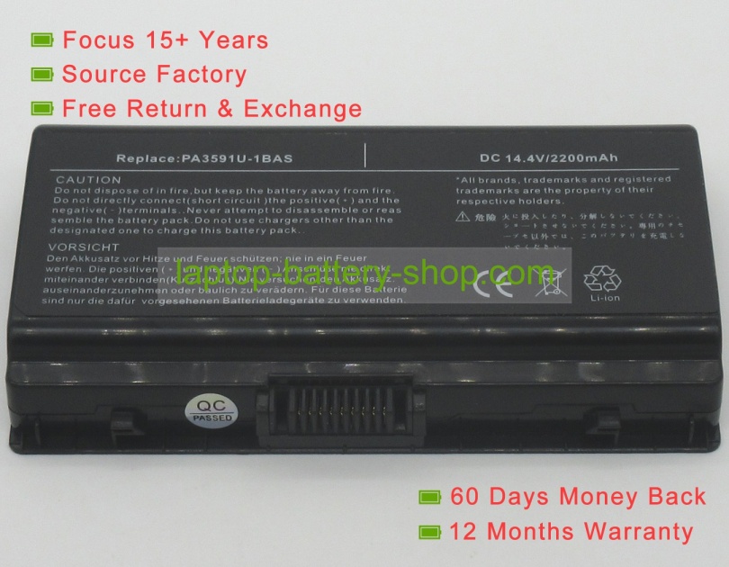 Toshiba PA3591U-1BRS, PA3591U-1BAS 14.4V 2200mAh replacement batteries - Click Image to Close