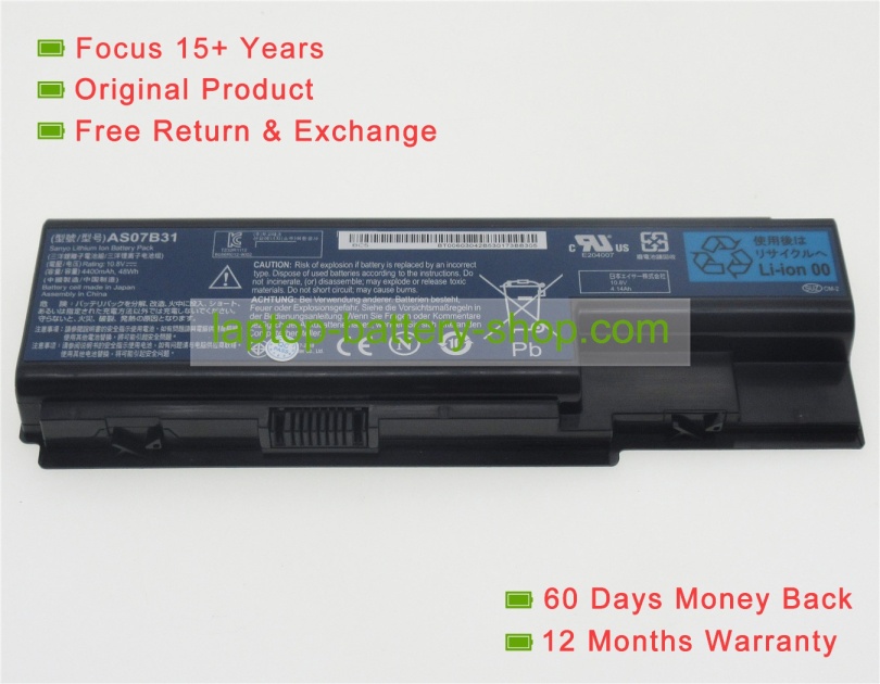 Acer AS07B31, AS07B41 11.1V 4400mAh replacement batteries - Click Image to Close