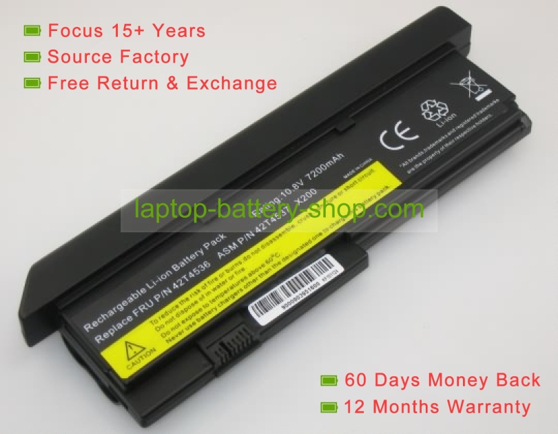 Lenovo 42T4835, 42T4535 10.8V 6600mAh replacement batteries - Click Image to Close