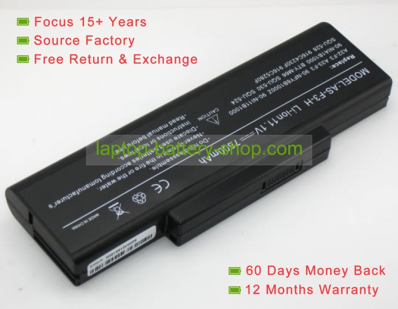 Asus BTY-M66, A33-F3 11.1V 7200mAh replacement batteries - Click Image to Close
