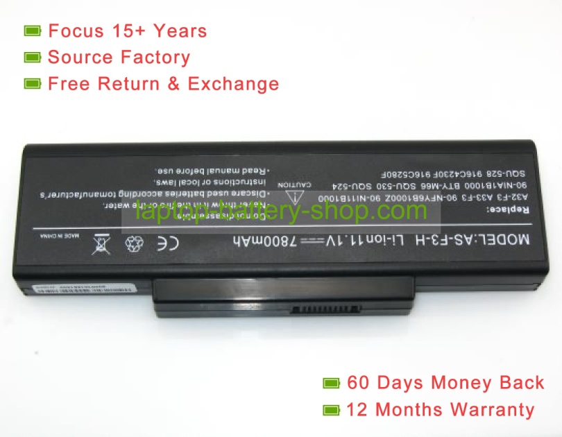 Asus BTY-M66, A33-F3 11.1V 7200mAh replacement batteries - Click Image to Close