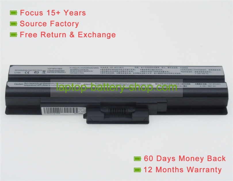 Sony VGP-BPS13, VGP-BPS13/B 11.1V 4400mAh replacement batteries - Click Image to Close