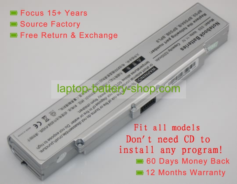 Sony VGP-BPS9, VGP-BPS9A 11.1V 4400mAh replacement batteries - Click Image to Close