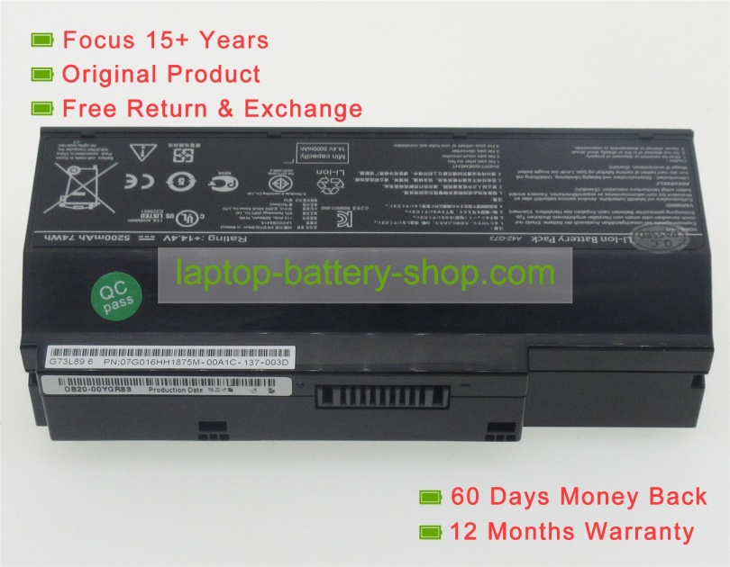 Asus 70-NY81B1000Z, A42-G53 14.6V 5200mAh replacement batteries - Click Image to Close