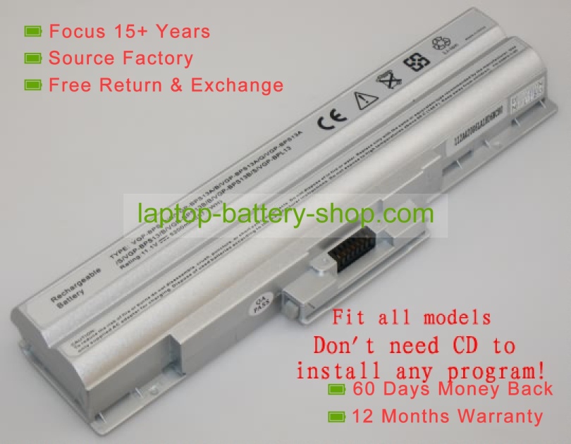 Sony VGP-BPS13A/S, VGP-BPS13B/S 11.1V 4400mAh replacement batteries - Click Image to Close