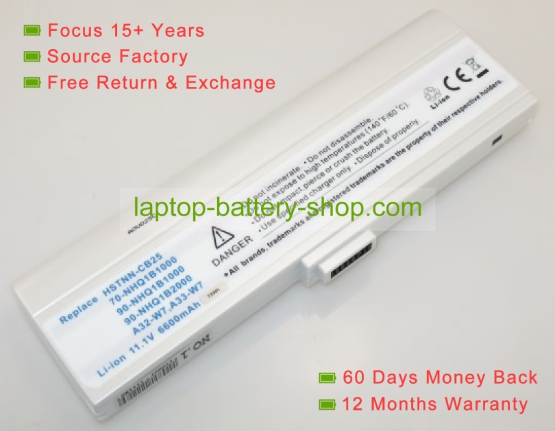 Asus A33-W7, 407672-001 11.1V 7200mAh replacement batteries - Click Image to Close