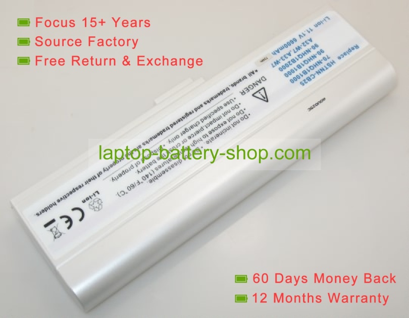 Asus A33-W7, 407672-001 11.1V 7200mAh replacement batteries - Click Image to Close