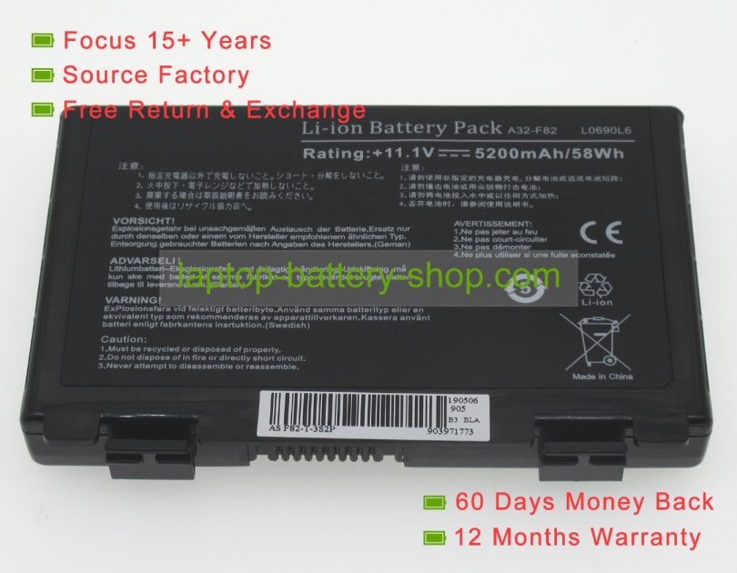 Asus A32F82, a32-f82 11.1V 4400mAh replacement batteries - Click Image to Close