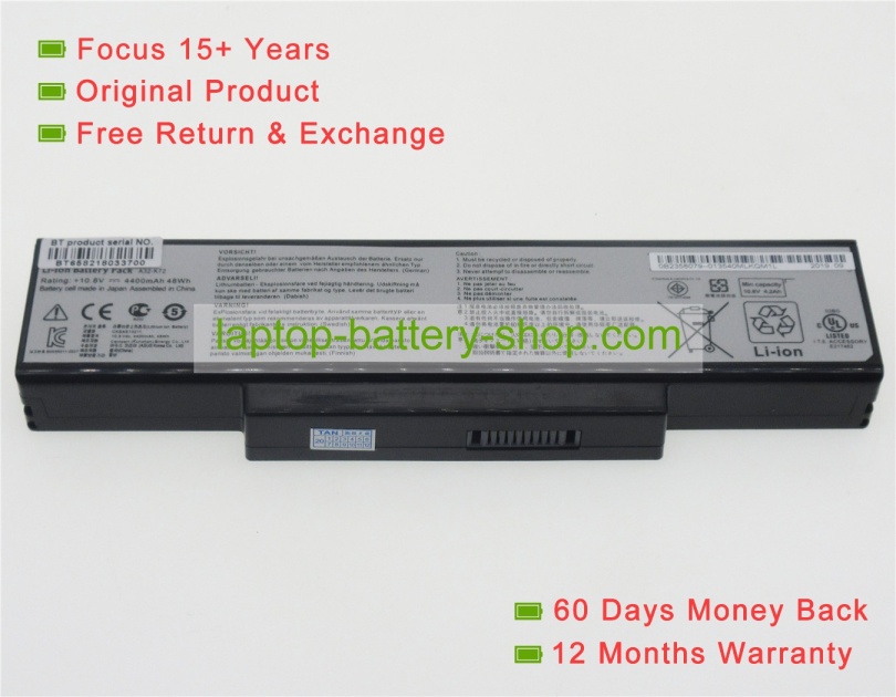 Asus A32-K72, A32-N71 11.1V 4400mAh replacement batteries - Click Image to Close