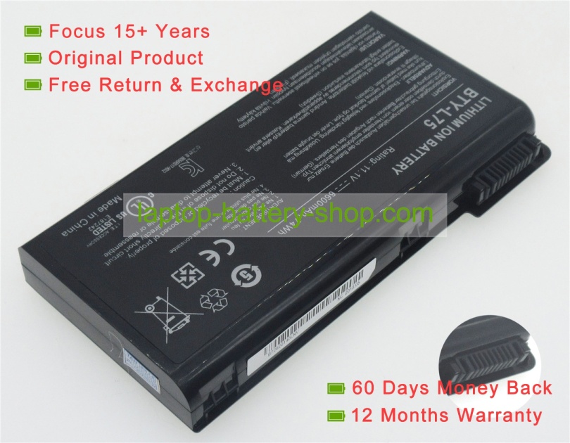 Msi BTY-L74, BTY-L75 11.1V 6600mAh replacement batteries - Click Image to Close