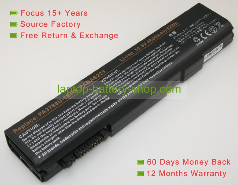 Toshiba PA3788U-1BRS, PA3786U-1BRS 10.8V 4800mAh replacement batteries - Click Image to Close