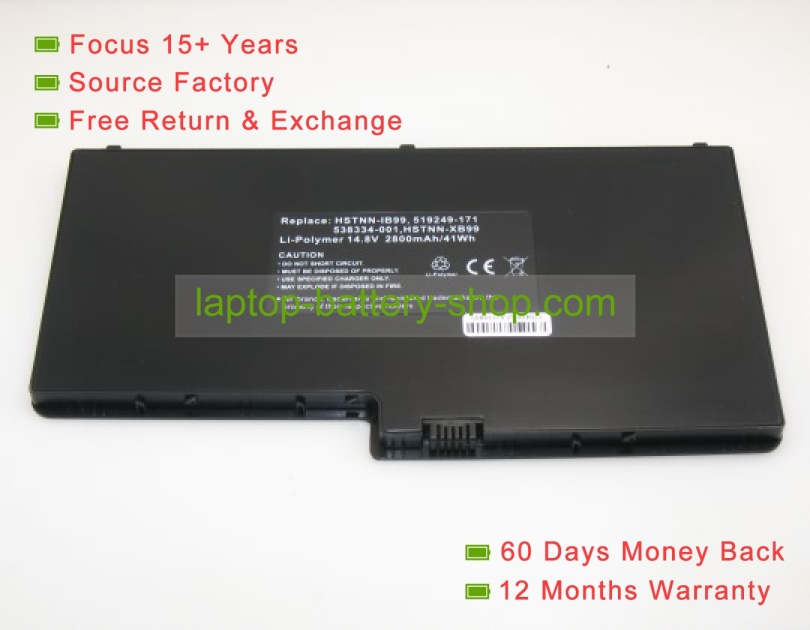 Hp 538334-001, HSTNN-q41c 14.8V 2800mAh replacement batteries - Click Image to Close