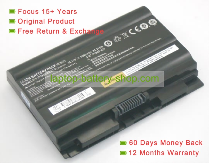 Clevo P180HMBAT-3, 6-87-P180S-427 15.12V 5900mAh replacement batteries - Click Image to Close