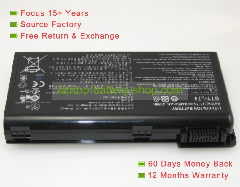 Msi MS-1682, 957-173XXP-102 11.1V 4400mAh replacement batteries - Click Image to Close