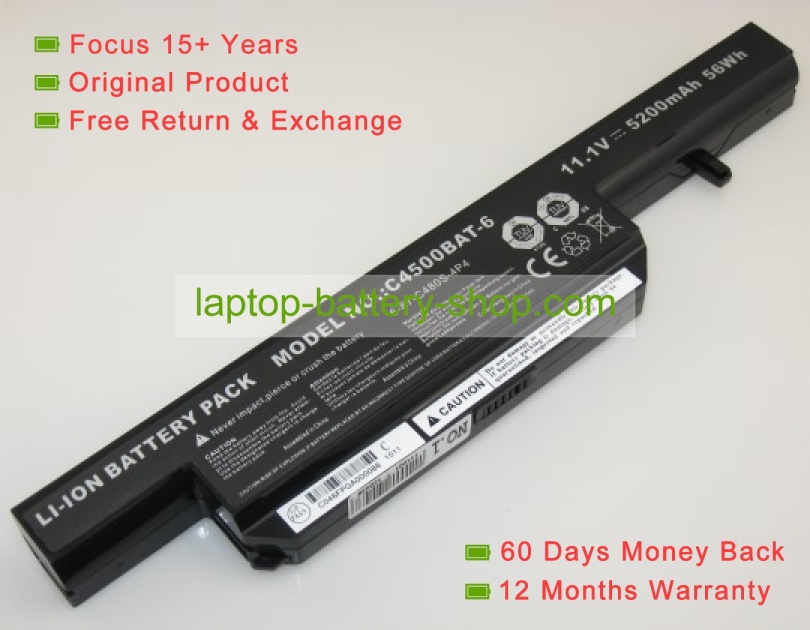 Clevo 6-87-C550S-4YF, C5500BAT-4 11.1V 5200mAh replacement batteries - Click Image to Close