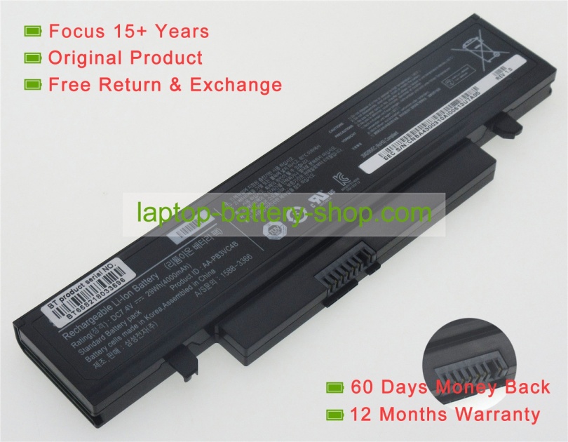 Samsung AA-PB3VC4B, AA-PB3VC4E 7.4V 4000mAh replacement batteries - Click Image to Close