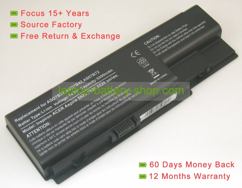Acer AS07B72, AS07B61 14.8V 4400mAh replacement batteries - Click Image to Close