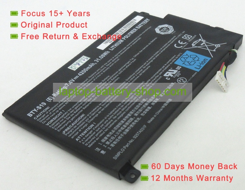 Msi BTY-S19, 925TA026F 7.4V 4200mAh replacement batteries - Click Image to Close