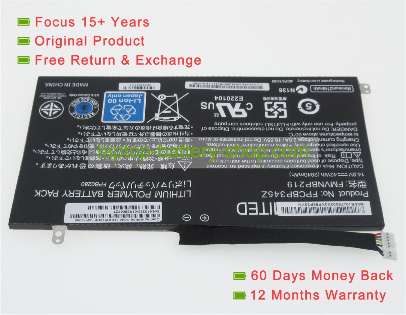 Fujitsu FPCBP345Z, FPB0280 14.8V 2840mAh replacement batteries - Click Image to Close