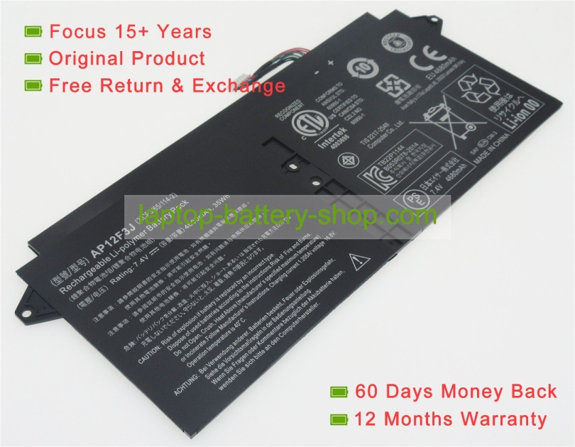 Acer AP12F3J 7.4V 4680mAh replacement batteries - Click Image to Close