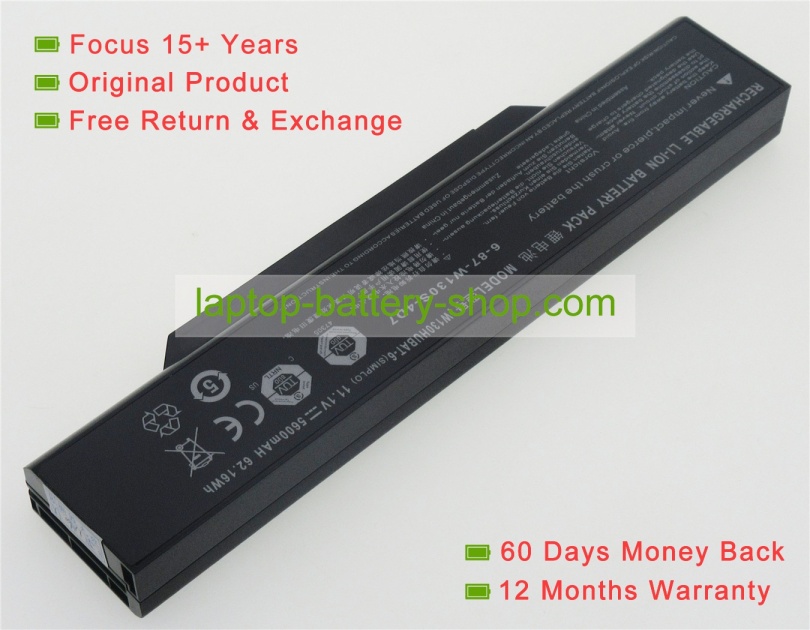 Clevo W130HUBAT-6, 6-87-W130S-4D7 11.1V 5600mAh replacement batteries - Click Image to Close