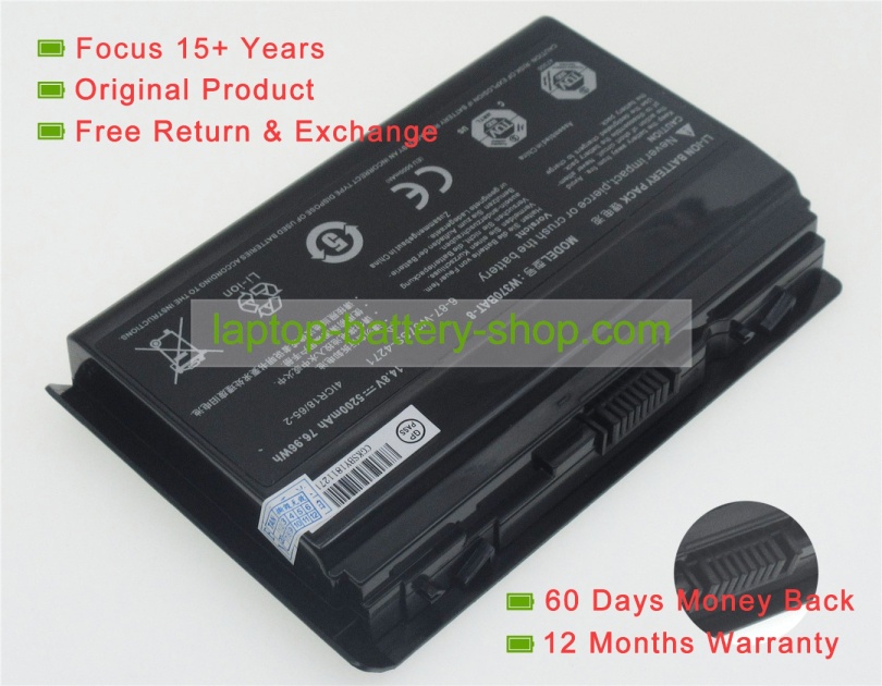 Clevo W370BAT-8, 6-87-W37SS-427 14.8V 5200mAh replacement batteries - Click Image to Close