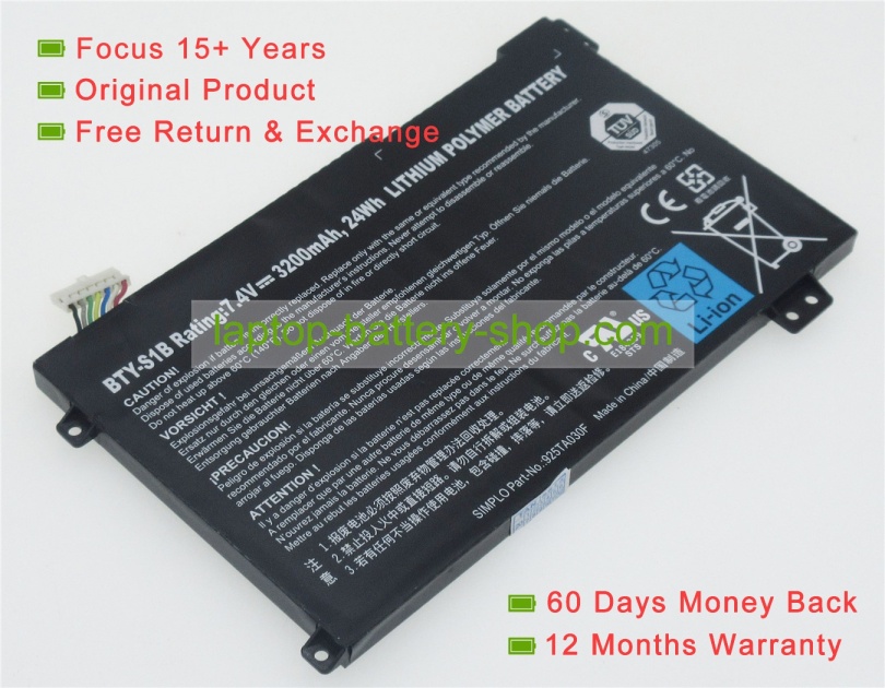 Msi BTY-S1B 7.4V 3200mAh replacement batteries - Click Image to Close