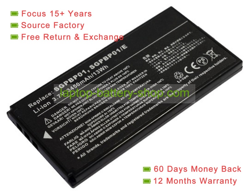 Sony SGP-BP01 3.7V 3450mAh replacement batteries - Click Image to Close