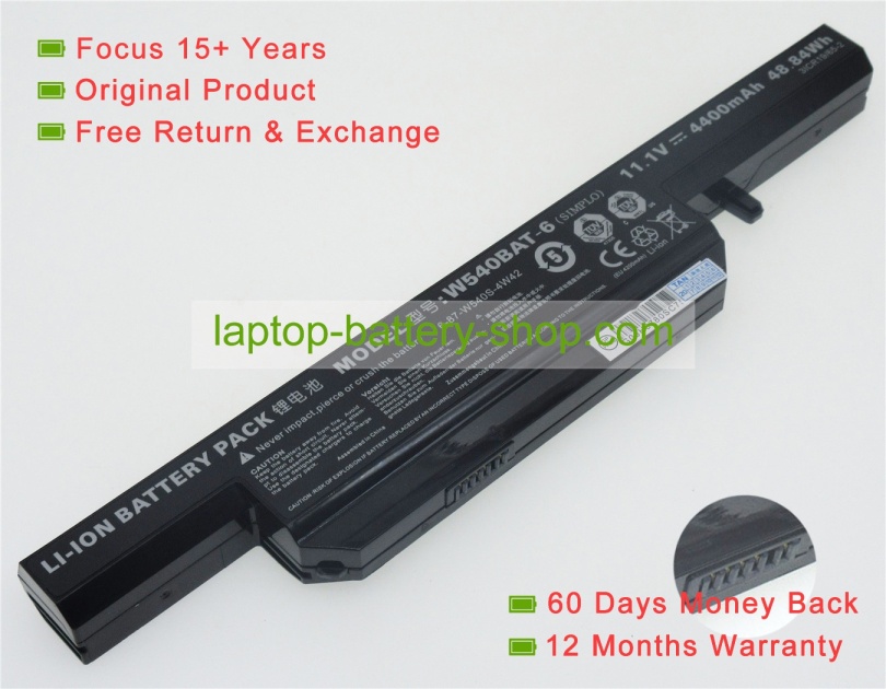 Clevo 6-87-W540S-427, 6-87-W540S-4W42 11.1V 4400mAh replacement batteries - Click Image to Close