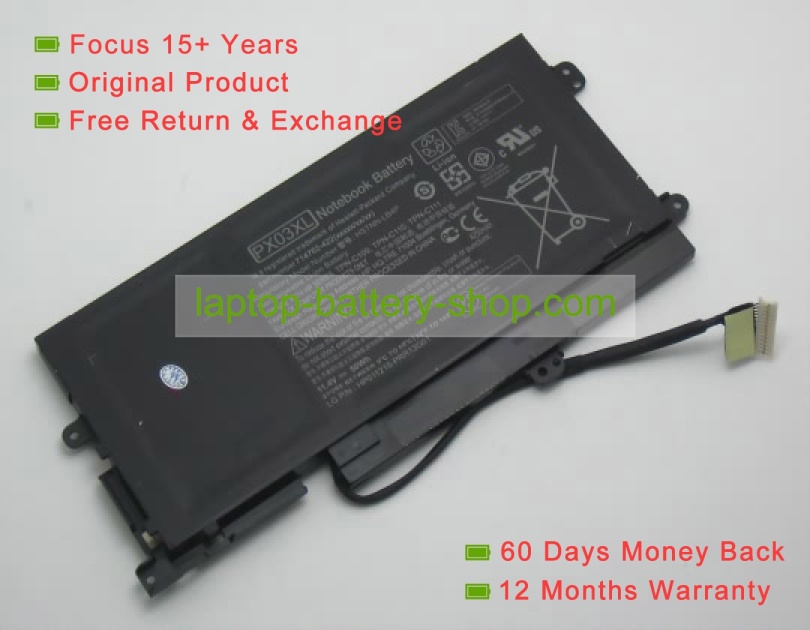 Hp PX03XL, 715050-001 11V 4250mAh replacement batteries - Click Image to Close