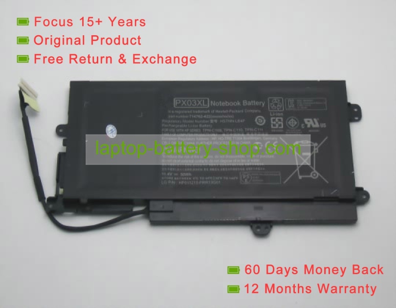 Hp PX03XL, 715050-001 11V 4250mAh replacement batteries - Click Image to Close