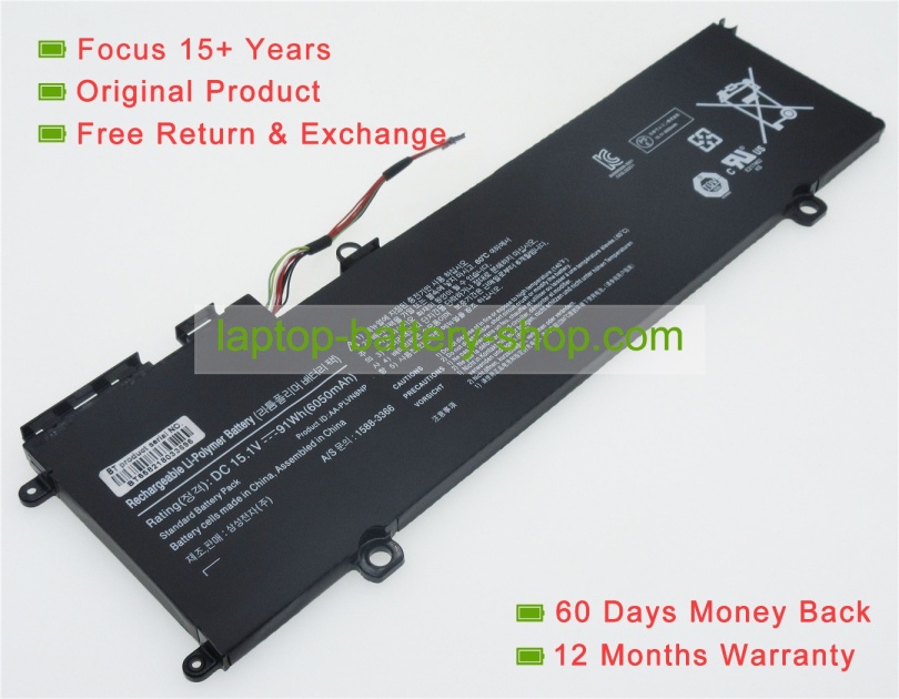 Samsung AA-PLVN8NP 15.1V 6050mAh replacement batteries - Click Image to Close