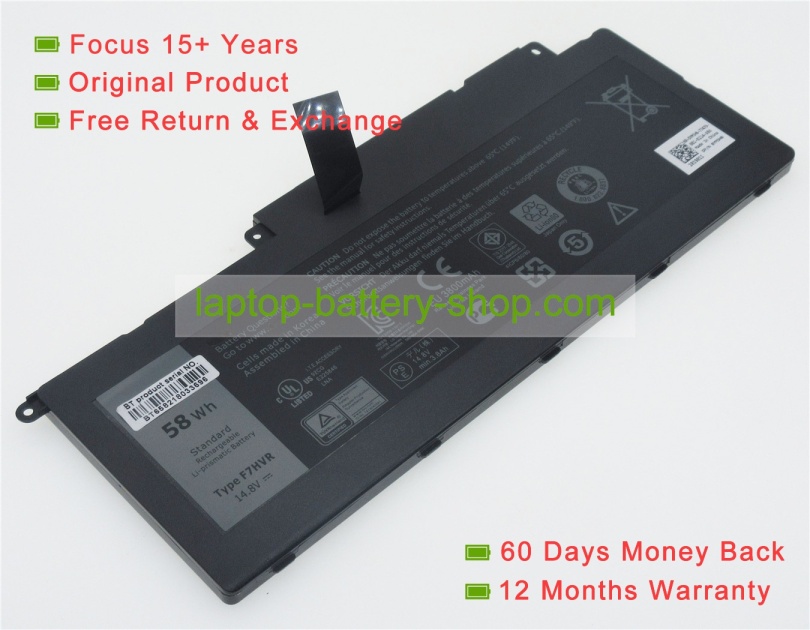 Dell F7HVR, G4YJM 14.8V 3950mAh replacement batteries - Click Image to Close