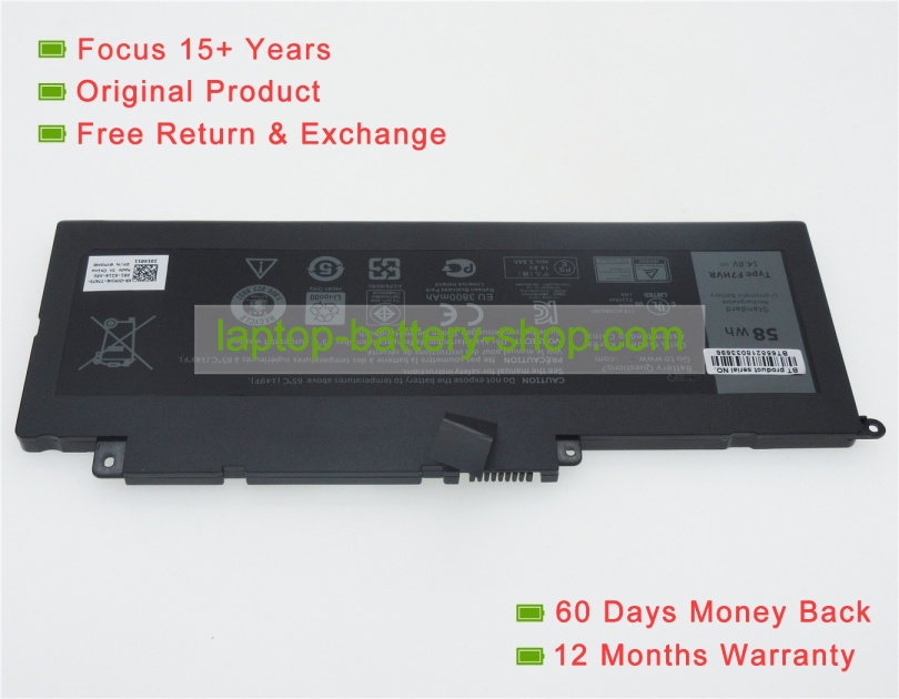 Dell F7HVR, G4YJM 14.8V 3950mAh replacement batteries - Click Image to Close