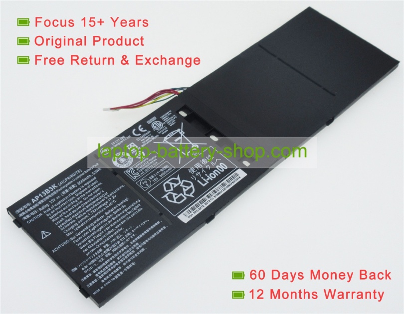 Acer AP13B3K, AP13B8K 15V 3560mAh replacement batteries - Click Image to Close
