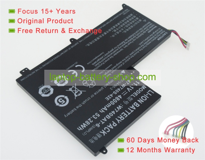 Clevo 3ICP7/34/95-2, W740BAT-6 11.1V 4800mAh replacement batteries - Click Image to Close