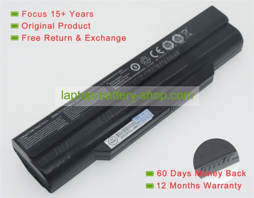 Clevo W230BAT-6, 6-87-W230S-4271 11.1V 5600mAh replacement batteries - Click Image to Close