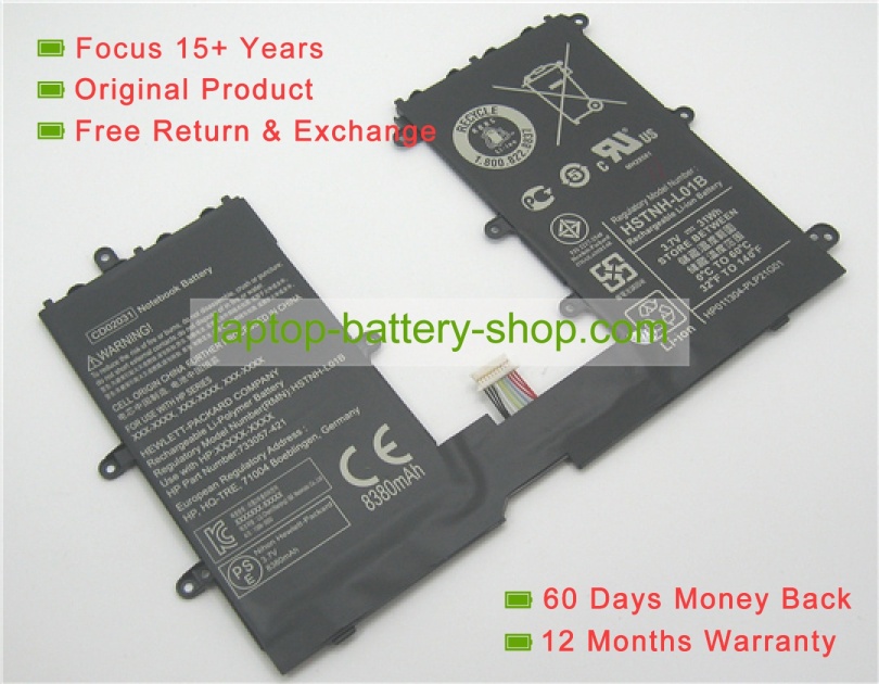 Hp 740479-001, 1icp4/73/131-2 3.7V 8380mAh replacement batteries - Click Image to Close