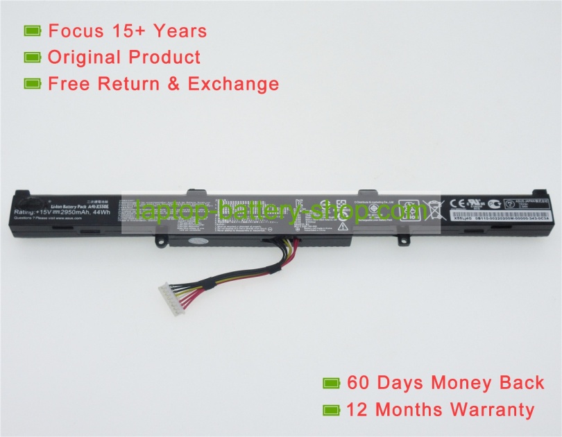 Asus A41-X550E, 0B110-00220000 15V 2950mAh replacement batteries - Click Image to Close