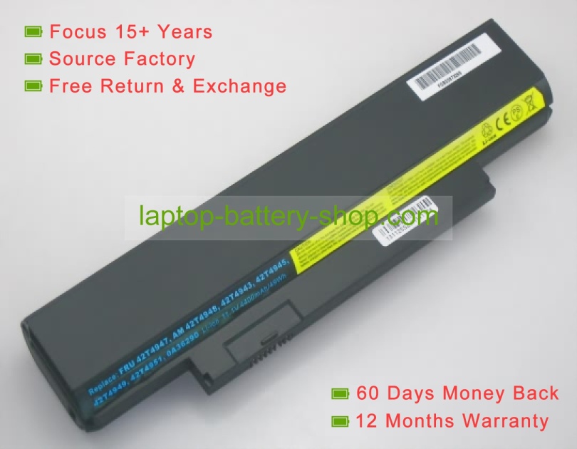 Lenovo 42T4957, 42T4961 11.1V 4400mAh replacement batteries - Click Image to Close