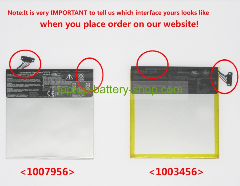 Asus C11P1303, C11P1304 3.8V 3850mAh original batteries - Click Image to Close