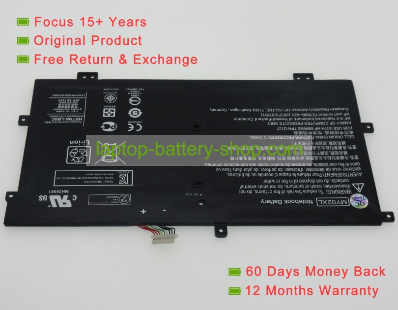 Hp MY02XL, 722232-001 7.4V 2860mAh replacement batteries - Click Image to Close